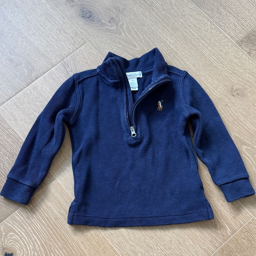 Ralph Lauren Kids Navy Quarter-Zip Sweater